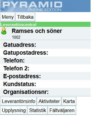 Centraler - Leverantörer I Leverantörscentralen ges tillgång till företagets leverantörsregister.