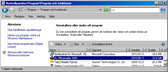 10 (11) Avinstallera Su Officemallar 2003 Om du av någon anledning vill avinstallera Su Officemallar 2003 från din dator, gör man detta genom Kontrollpanelen. 1. Starta Kontrollpanelen. 2. Välj Lägga till eller ta bort program (Windows XP).