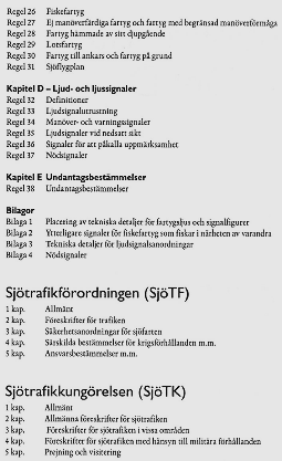 Stäv mot stäv Skärande kurser Upphinnande Segelfartyg Manöver och varningssignaler Trafiksepareringssystem Vad är