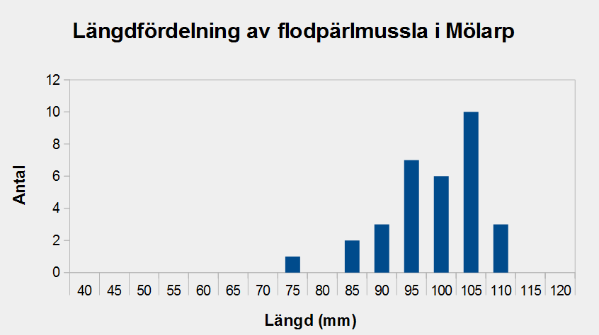 Tabell 3. Sammanfattande resultat för de lokaler som ligger inom utbredningsområdet för flodpärlmussla i Mölarps naturreservat. Vattendrag Antal Ind.