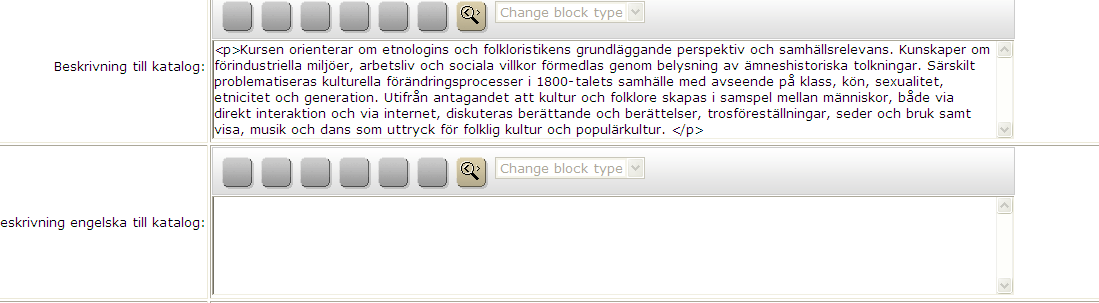 Du kan formatera din text för webben genom att markera aktuell text och därefter välja teckenformat via knappen Tecken... i menyraden.