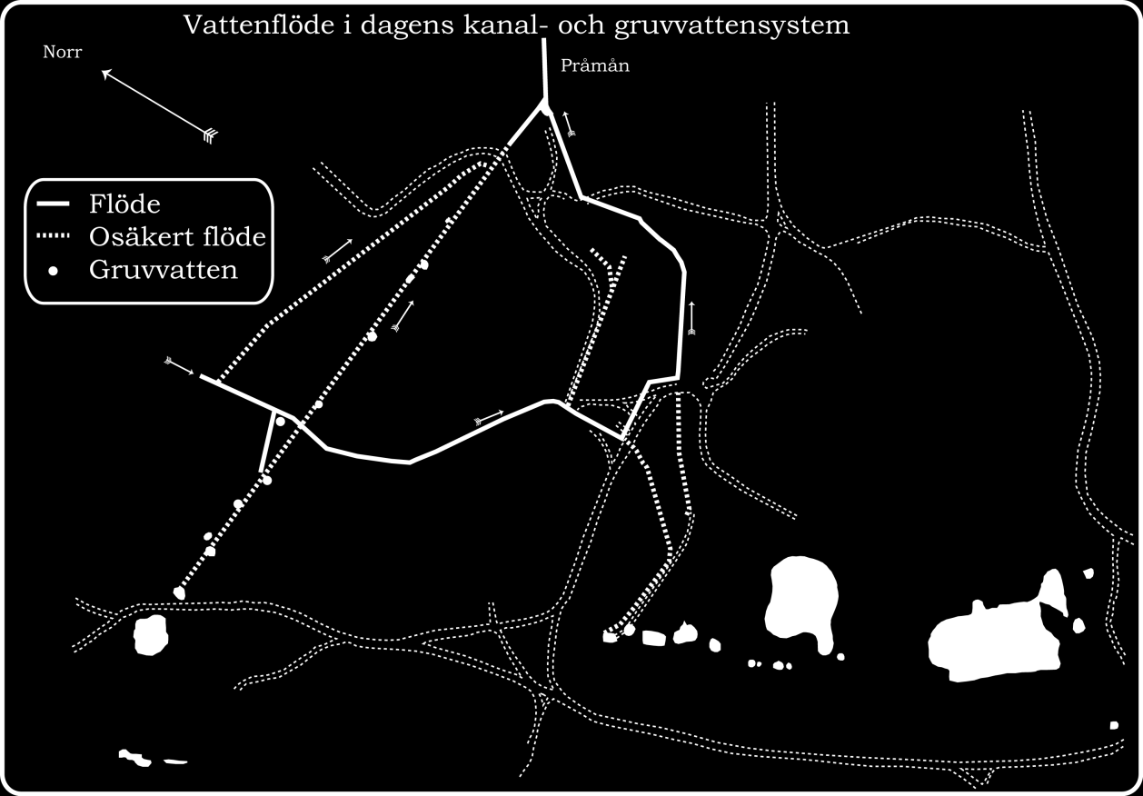 Figur 8 Vattenvägar vid Sala Silvergruva i dagsläget, se även Figur 4 samt bilaga 12. 3.