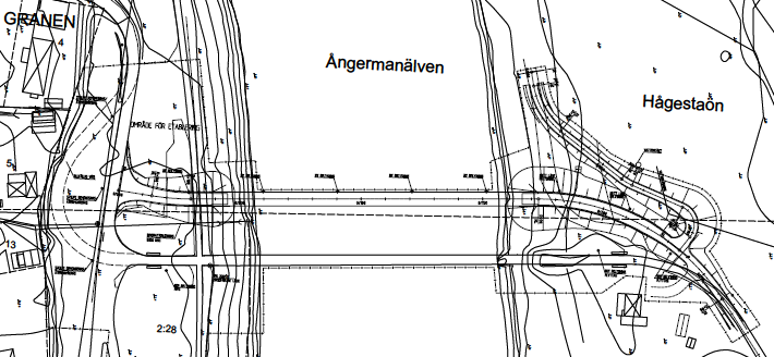 8 (11) Projekteringsritning Gator och trafik Befintligt gatunät utgörs av Hågestavägens förlängning mot Hågestabron.
