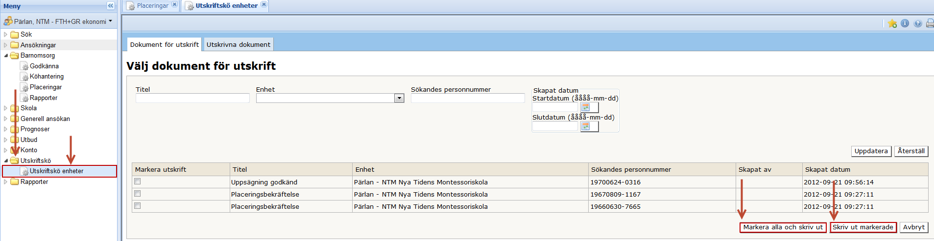 Till de VH som inte har angivit e-postadress måste bekräftelser såsom exempelvis uppsägning och placeringsbekräftelser skrivas ut och skickas.