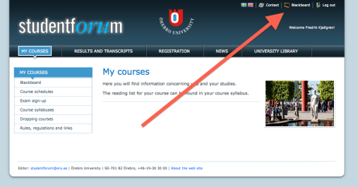 Inledning Blackboard är en webbaserad inlärningsmiljö. I Blackboard publiceras kursmaterial och annan kursrelaterad information.