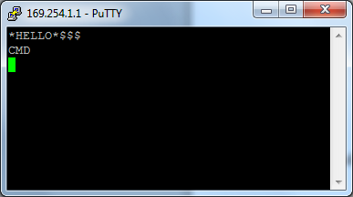 Figur 5-7. PC är ansluten till WiFly-kortets AD HOC-nätverk. Figur 5-8. Uppkopplad mot WiFly-kortet via Telnet. 5.3.