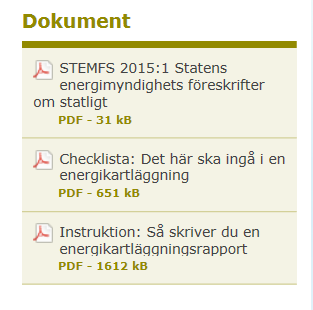 16 (21)! För att energikartläggningen skall vara godkänd behöver den uppfylla ett antal kriterier. Kontrollera att dessa är uppfyllda innan redovisningen skickas in.