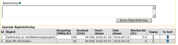 19 (21) Spara åtgärdsförslaget och gå vidare och lägg in nästa åtgärd.