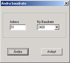 Ändra inställningar I MBDC finns möjligheten att ändra adress och kommunikationshastighet (baudrate) hos M- busenheterna. Under menyn Inställningar kan man välja Ändra adress och Ändra baudrate.