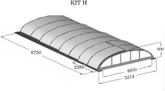 Kit H / 4x8 Utvändigt skenmått Invändigt skenmått Längd Höjd