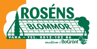 öppettider vard.9-18, lör. 9-13 sön från 17april tom. 12 juni mellan 10-15) rosensblommor@telia.com www.rosensblommor.se Välkommen till ett välsorterat Gardencenter i Vara!