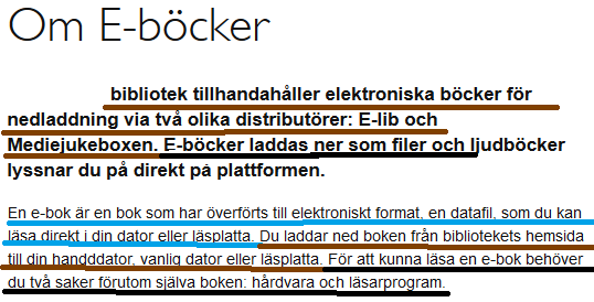 Bild 1 (Fb. 26). Texten som är understrykt med brunt ser vi som låneinformation.