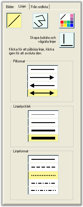 Linjer Att infoga en linje eller pil är lika enkelt som att infoga en bild. Välj vilken typ av linje du önskar. Gå till ditt dokument och vänsterklicka. Släpp musknappen och dra.