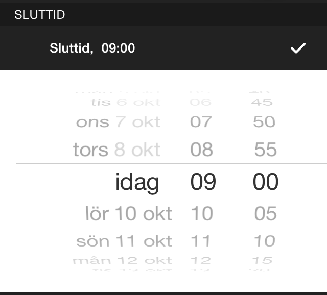 4 4 Klicka på texten under Aktivitet. 5 I listan som visas väljer du önskad aktivitet. 5 6 7 6 Under Tillgänglighet väljer du om du vill få samtal eller ej under tiden aktiviteten pågår.