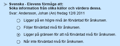 2. Centralt innehåll En fritextfråga där undervisande lärare redogör för vilka områden ur det centrala innehållet i läroplanen som tas upp under läsåret.