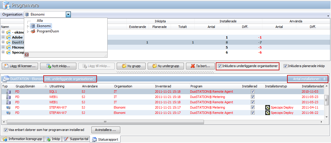 Connections Förändringar i v5.2 SR-1 NYHET: Nytt fönster för att visa lista på olika utrustningar som är anslutna till olika WLAN. Nås via menyn > Verktyg Visa WLAN.