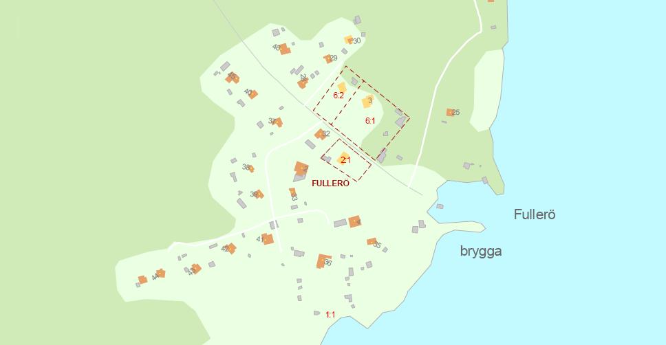 Syfte och huvuddrag Planen syftar till att tillskapa byggrätt för enbostadshus på tre stycken befintliga, friköpta tomter vid Fullerö brygga.