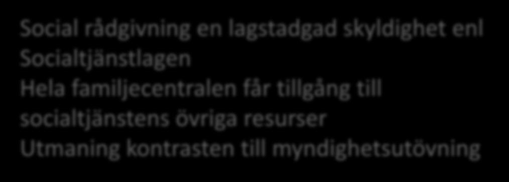 Förutsättningar för varje sektor Barnhälsa; basprogram för alla barn Utmaning ta tillvara på potentialen i familjecentralen Öppen förskola drop-in navet där alla yrkesgrupper görs tillgängliga.