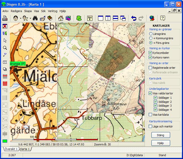 Kartfunktionen i Disgen 8.