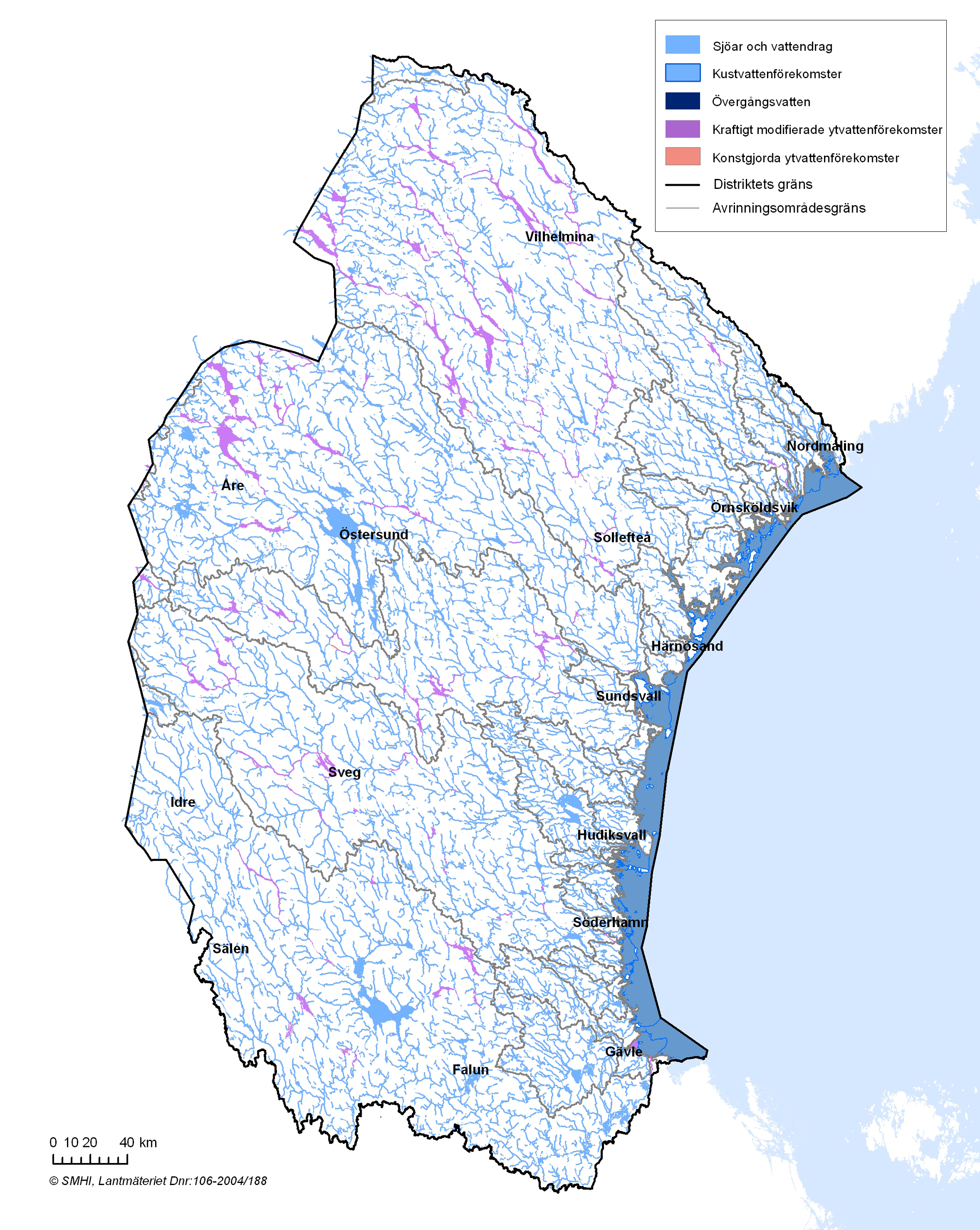Beskrivning av vattendistriktet Karta 3.