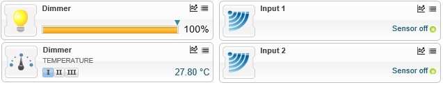 998 Inga problem att associera den till Zipaboxen. Associeras som en dimmer, med effektförbrukning och temperatur, och två binär input.