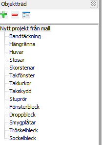 Objektträd Objektträdet är själva strukturen i kalkylen. Här finns inga rätt eller fel, men en relativt specificerad struktur rekommenderas.