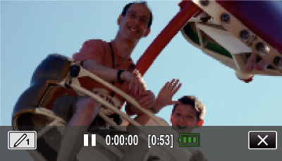 Inspelning Inspelning med personlig handstil Spelar in videofilmer med din personliga handstil eller teckning 1 Öppna LCD-skärmen 0 Kontrollera om inspelningsläget är A 0 Om läget är B stillbild ska