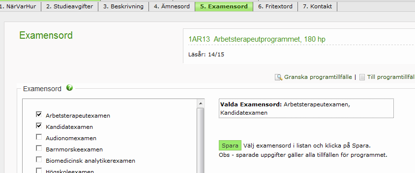 Flikarna Ämnesord och Examensord Ämnesord och examensord används vid sökning på antagning.se. Där kan man filtrera sin sökning bl.a. gällande examen och ämne (ämnesträd).