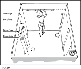 H 3.10 Rita en ny våglinje, 1 m lång, (börjalinje) där man skall börja monteringen på ca 200-207 cm beroende på hur hörnen lutar. H 3.