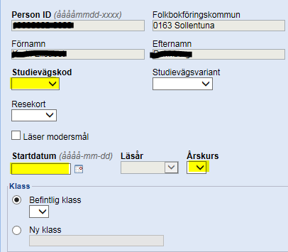 Inskrivning av ny elev folkbokförd i Stockholms län eller Håbo Nya elever behöver skrivas in via inskrivning under året.