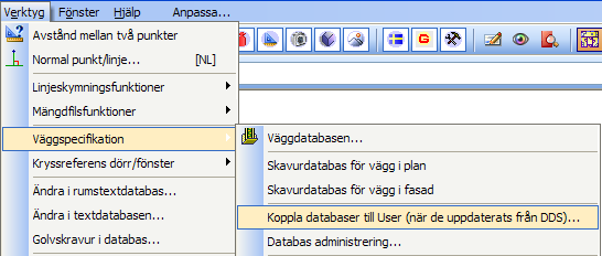 Väggsammanslagning Kör sammanslagning av väggdatabas enl.