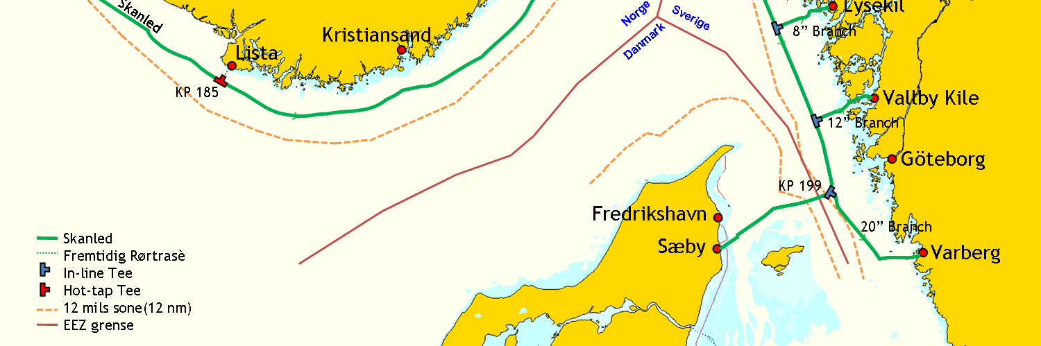 3 STRÄCKNING Nedan följer en beskrivning av olika sträckningar som har värderats. Beskrivningen behandlar uteslutande offshore segmenten med tillhörande landföringar.
