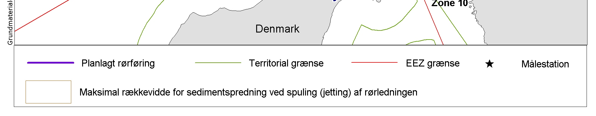 Den maximala sedimentsspridningen kommer således till allra största del att ske längst med ledningen.
