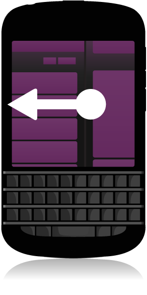 Komma igång Ikon Beskrivning Telefonsamtal Aviseringsmeddelanden från program och tjänster som BlackBerry World Bläddra i listor och bland objekt Dra med fingret för att bläddra i en lista, panorera