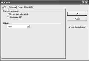 Under Inställningar, fliken Allmänt gör du då inställningar för skanningen via knappen Inställningar för textkonvertering.