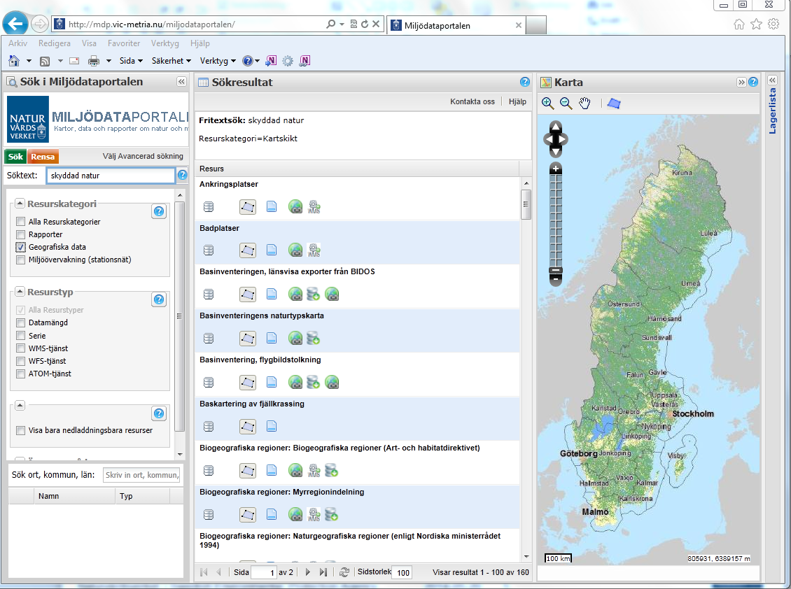 Öppna data och tjänster Skyddad natur OpenLayers OGC