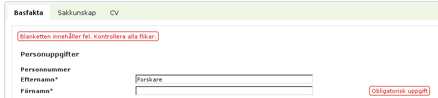 E-tjänstens användarguide 7 (16) Klicka på Lägg till rad här för att lägga till professurer (du kan ange flera).