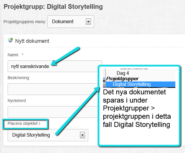 Skapa ett nytt dokument Du kan skapa ett nytt Ping Doc genom att gå till någon av dokumentvyerna, till exempel i Mina dokument eller inne i en aktivitet. Klicka på Skapa nytt dokument i högermenyn.