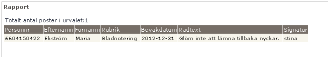 25 (30) 14 Anteckningar Vill du ha rapporten på hela din arbetsgrupp klicka på Välj org och komplettera eventuellt med Kategorigrupp. Här kan du även välja en specifik rubrik.