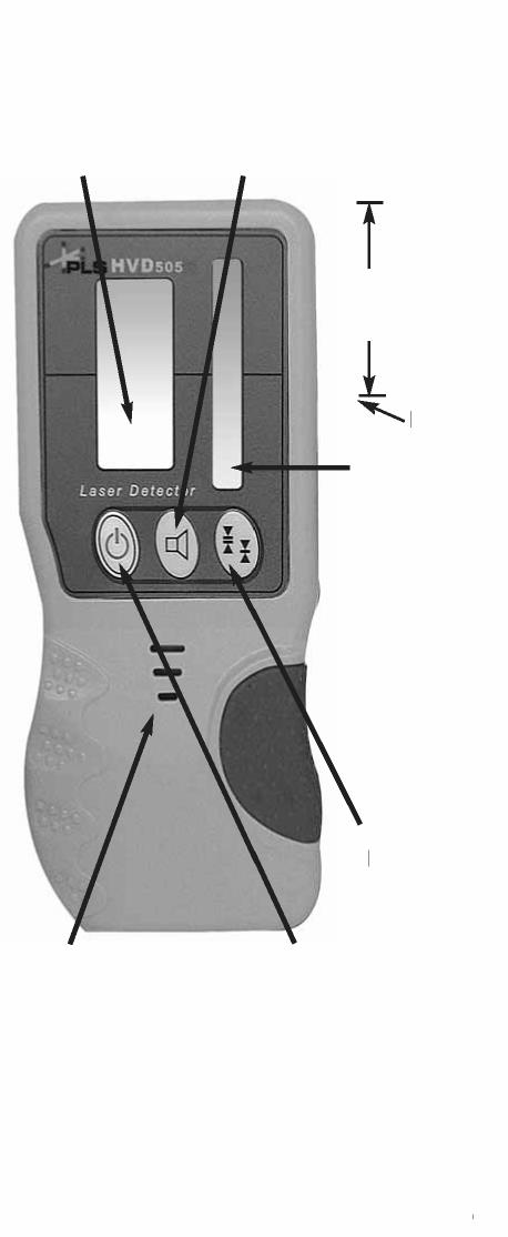 PLS HVD 505 DETECTOR BRUKSANVISNING SPECIFICATIONS Minsta avtånd: från roterande PLS HVR 505 60cm Finläge noggrannhet: +/- 1 mm Grovläge noggrannhet: +/- 2 mm Upptäcka Indikation: Bi-yta LCD, summer