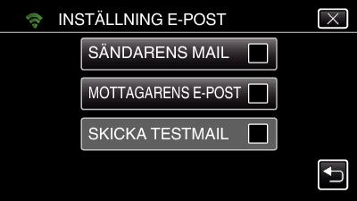 Att använda Wi-Fi Ställa in avsändarens e-postadress på kameran Ställer in adresser som ska användas för att skicka e-post i kameran ANMÄRKNING : 0 Om man använder Gmail som avsändaradress kan en del