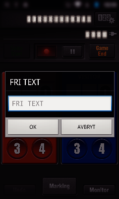 Att använda Wi-Fi o Ange korta texter ( KOMPLETT POÄNGTAVLA ) 3 Tryck på fältet FRI TEXT för att skriva in tecken och tryck