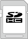 Komma igång Sätta in ett SD-kort Sätt i ett kommersiellt tillgängligt SD-kort före inspelning Typer av användbara SD-kort (A sid 14) Ungefärlig videoinspelningstid (A sid 51) 1 Stäng av strömmen 2