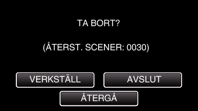 Redigering Radera filer som du inte vill ha Radera videor och stillbilder som du inte vill ha när inspelningsmedia börjar bli fullt Detta gör att man får mer fritt utrymme i inspelningsmediet Radera