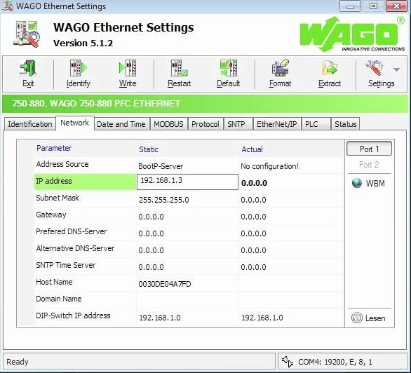 WAGO Ethernet Settings 2. 3. 4. 5. 1.