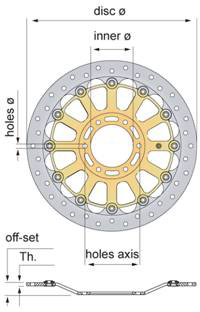 RACING SKIVOR VENTILATED RACING DISCS A = Aprilia RSV / Ducati