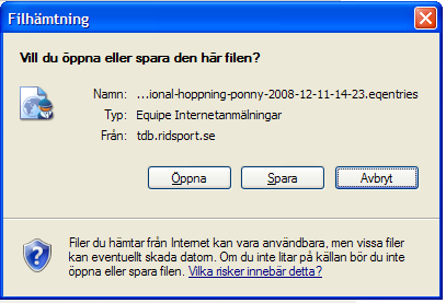 Skriv överst i Meddelande från arrangören att tävlingen är inställd.