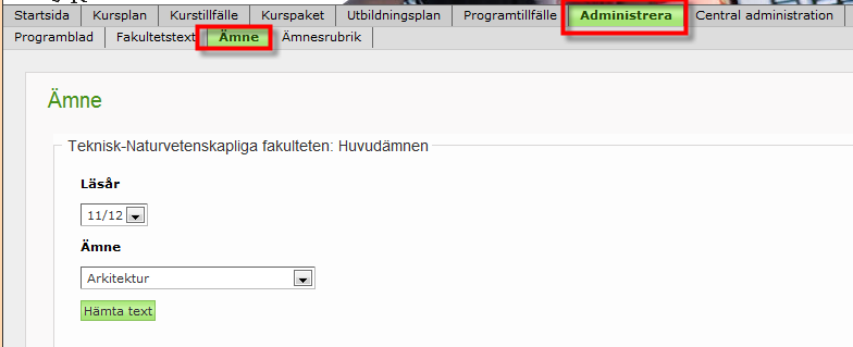 4. Välj termin och klicka på Skapa nytt tillfälle 5. Fyll i de obligatoriska grunduppgifterna för kurstillfället och spara uppgifterna. Selma genererar då en anmälningskod för tillfället.