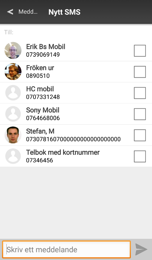 Meddelanden Chat SMS Med funktionen meddelanden i växeln kan du chatta med andra kollegor, både till de som har mobilapp MBX samt användargränssnittet på dator.