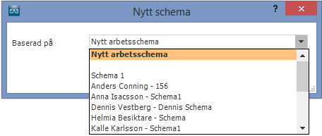 Enklare att göra ett nytt arbetstidsschema för en resurs Om man behöver göra ett arbetstidsschema för en befintlig eller ny resurs finns nu två enkla sätt att göra det.